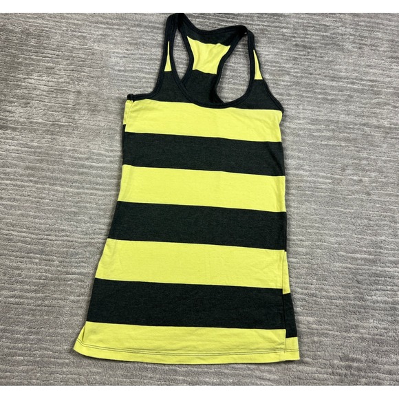 Unbranded Tops - Unbranded Tank Top Women XS Yellow Black Striped Racerback Slim Fit Athleisure
